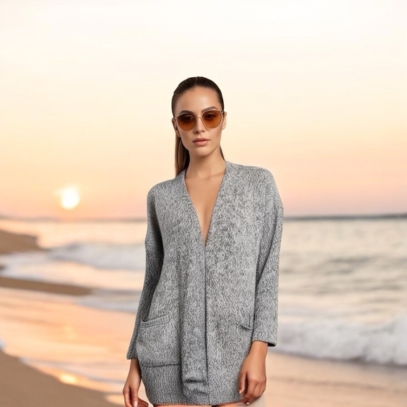 Knitworks Sweaters - Women’s Cardigan Blue Grey Cardigan Knit Open Front Cardigan Sweater Top